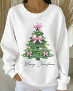 Sweatshirt med rund halsringning och festligt tryck