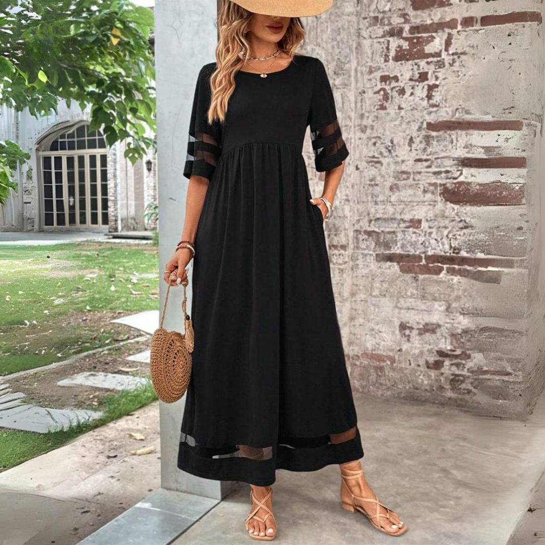 Midi Dress in Breathable Knit with Flowing Silhouette