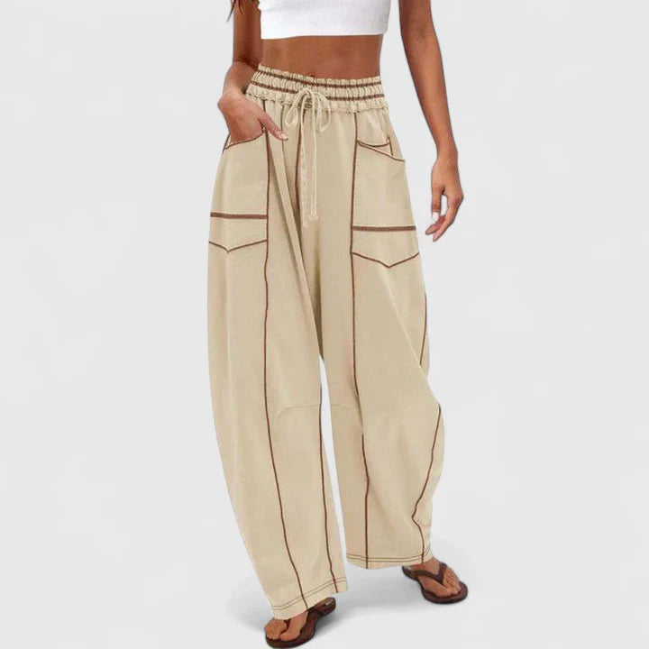 Baggy Leg Trousers with Easy Movement