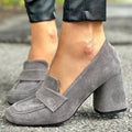 Block Heel Loafers with Clean Modern Lines