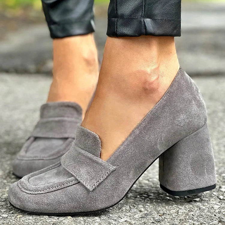 Block Heel Loafers with Clean Modern Lines