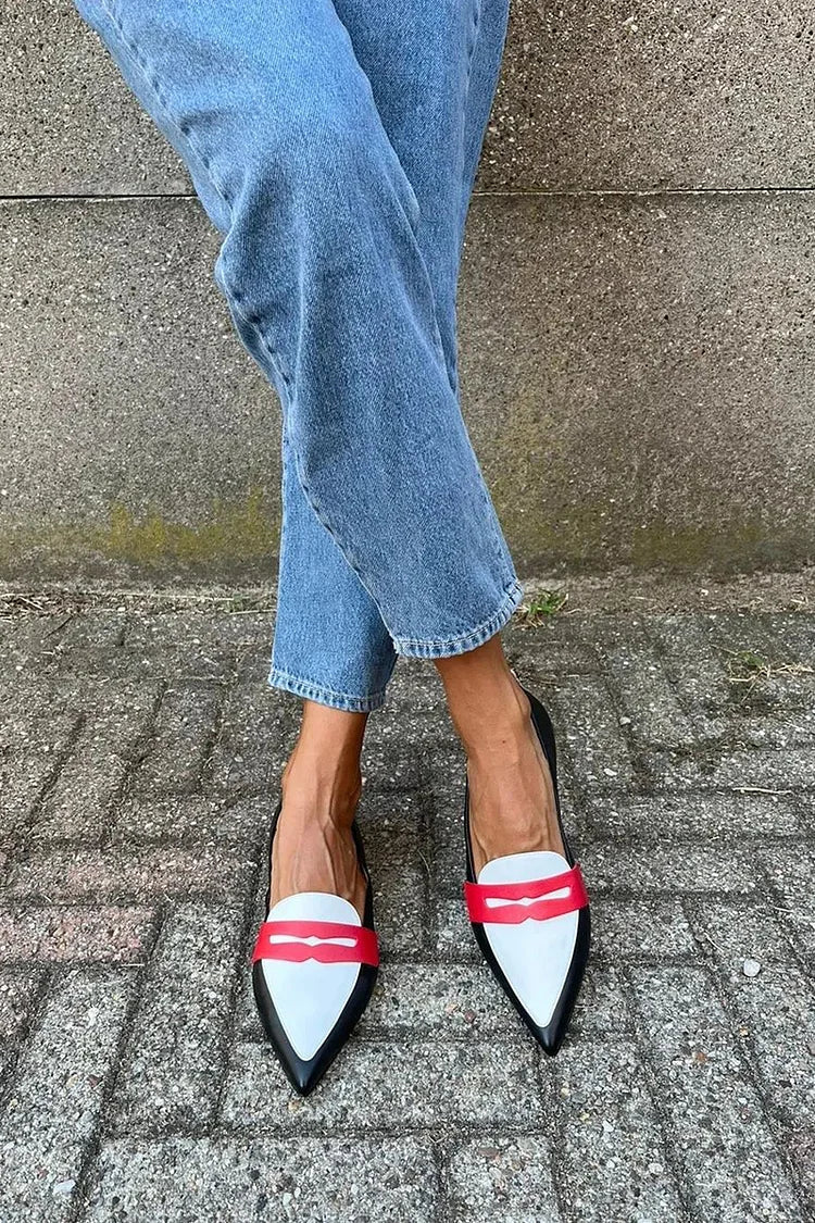 Two Tone Pointed Mules with Soft Insole