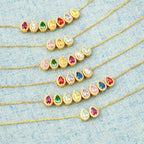 Teardrop Family Birth Month Stone Necklace for Mothers