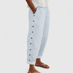 Nautical Stripe Trousers with Slimming Vertical Line