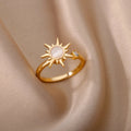 Adjustable Sun Ring with Iridescent White Centre Stone