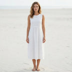 Vestido oversize sin mangas con delicados bordados