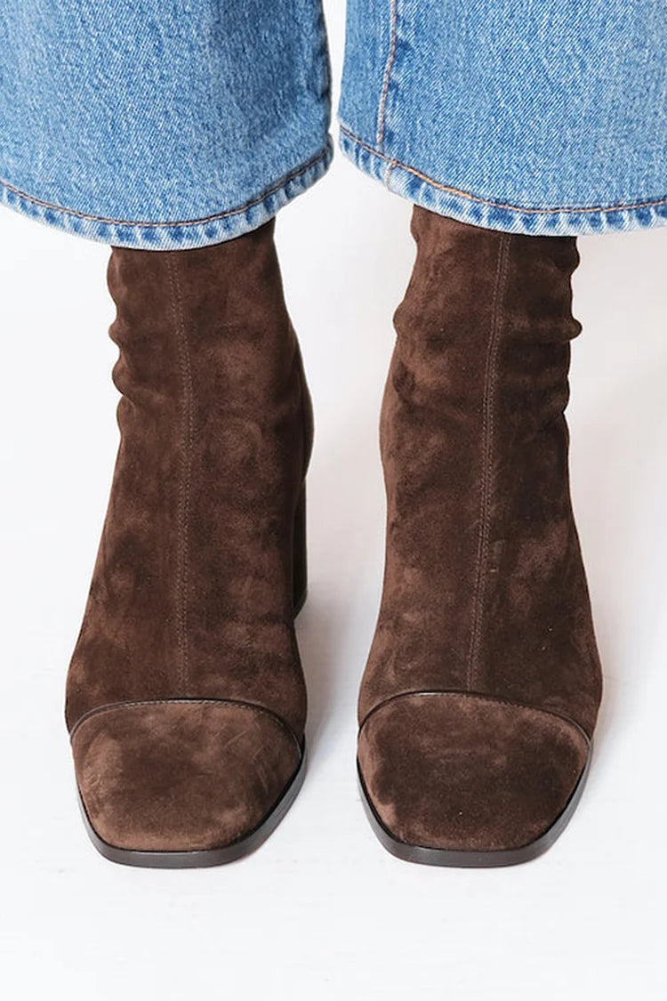 Square Toe Ankle Boots with Block Heel