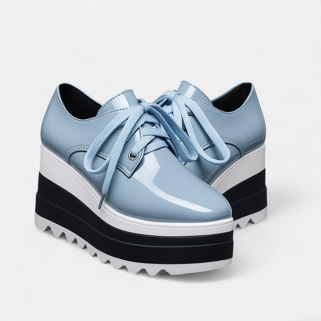 Lace Up Platform Derby Shoes with Square Toe