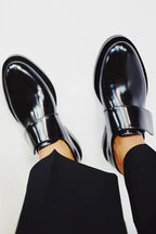 Strap Detail Loafers with Polished Finish