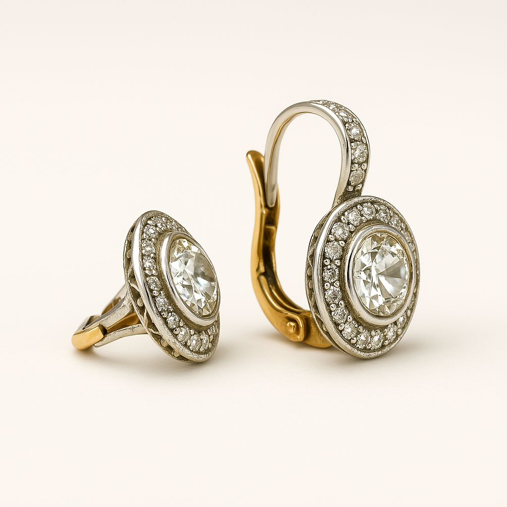 Vintage-Style Zirconia Earrings in Silver Colour with Bright Shine