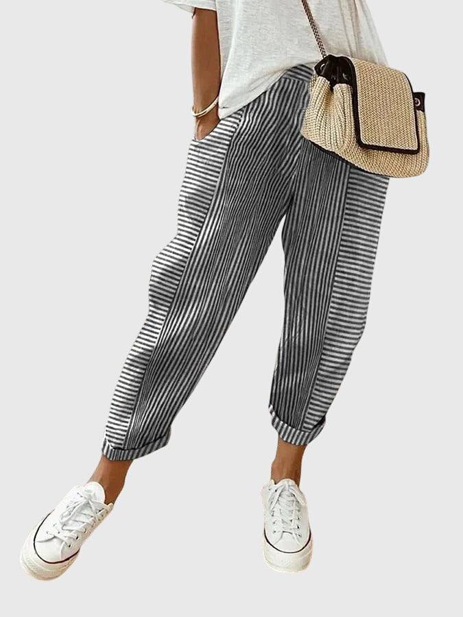 Relaxed Trousers with Elasticated Waist and Pockets