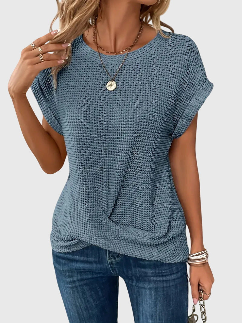 Crew Neck Blouse with Clean Everyday Cut
