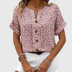 Floral Print Blouse with Button Up Front