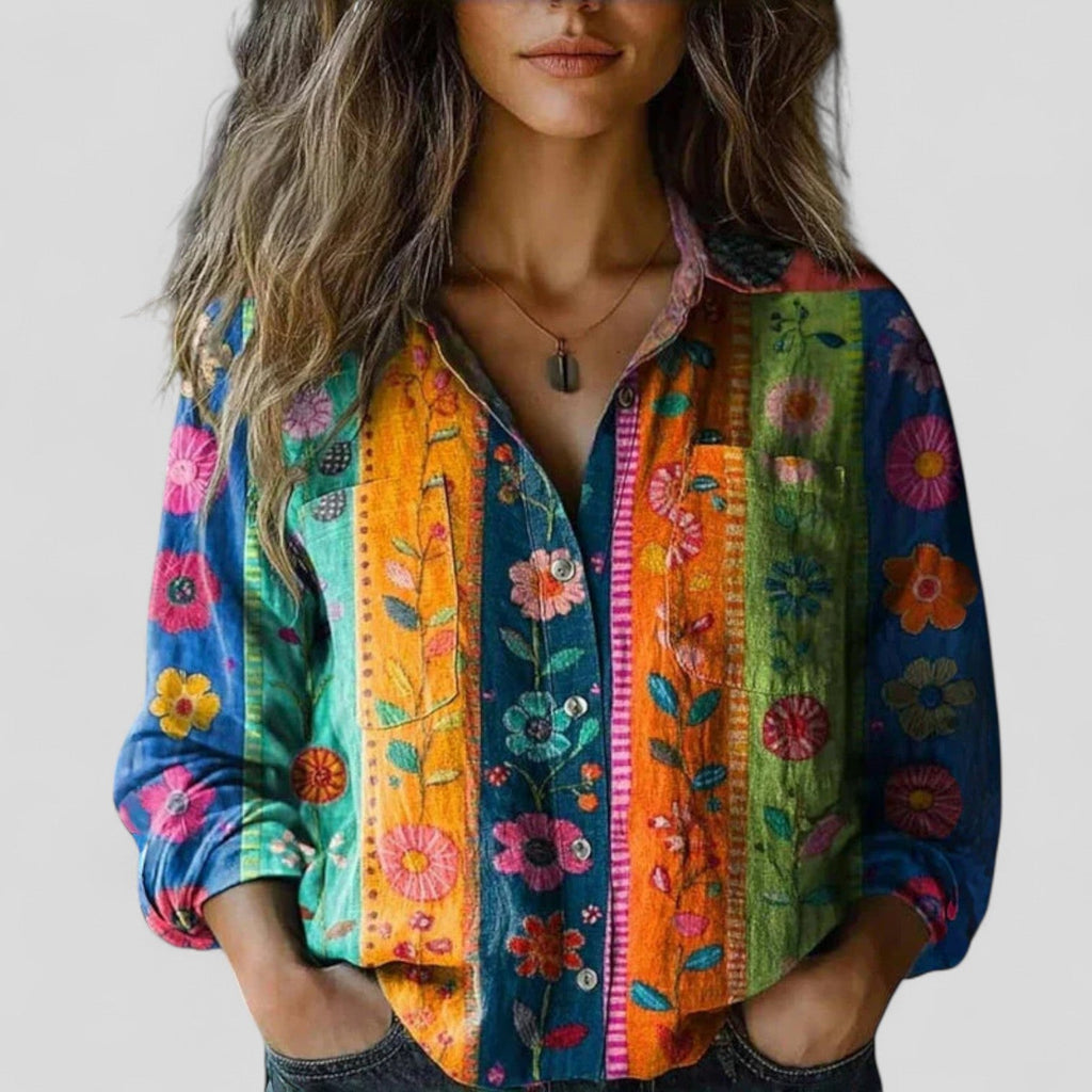Blusa camisera degradada con botonadura delantera