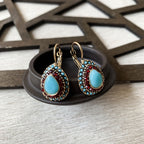Vintage Rhinestone Teardrop Resin Earrings in Three Colours