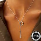 Modern Stainless Steel Y-Drop Necklace with Long Elegant Line