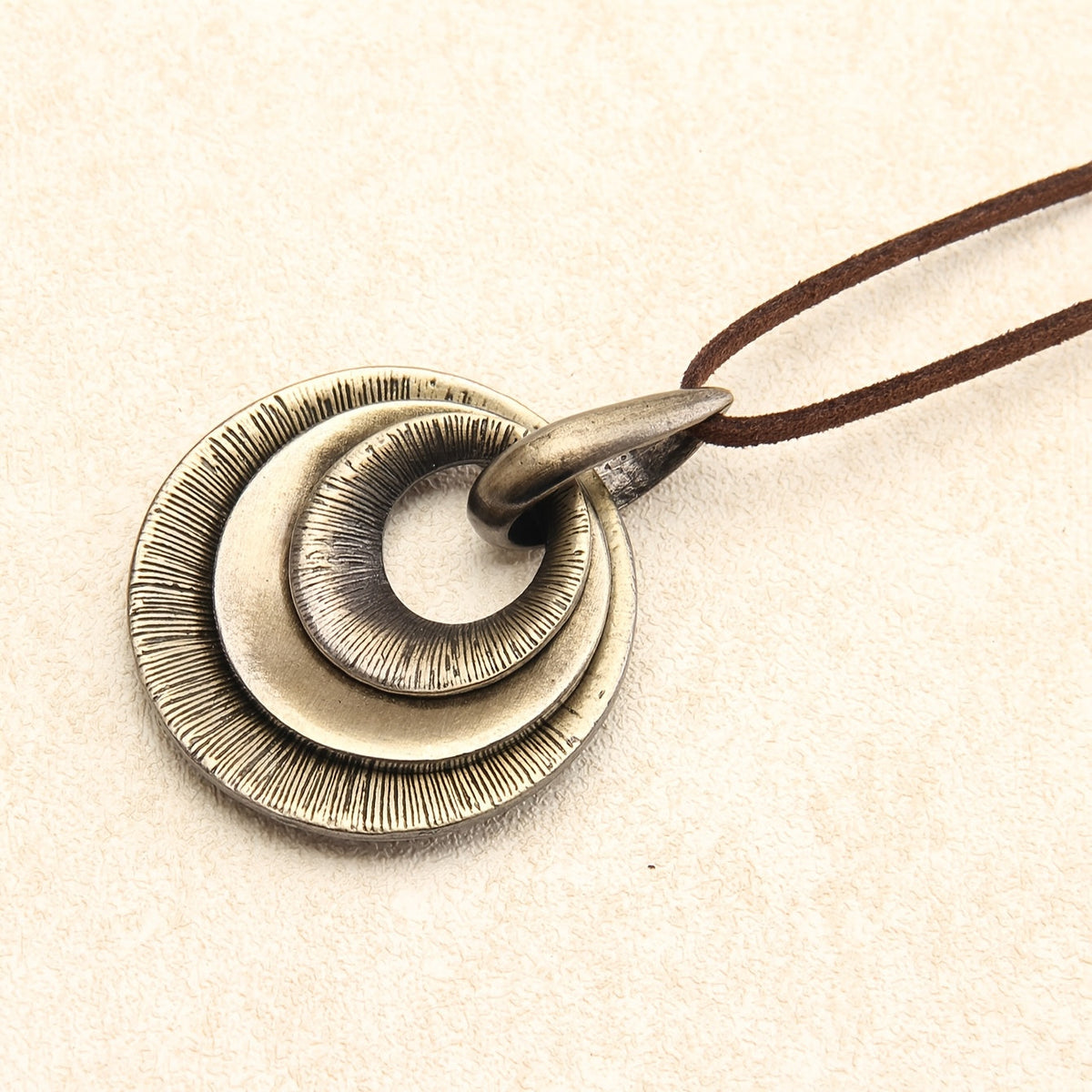 Vintage Layered Disc Long Pendant Necklace with Relaxed Drape