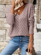 Jersey con cuello de pico y mangas de hombro caído