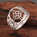 Celtic Cross Button Ring with Vintage Finish in Silver Colour