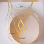 Retro Geometric V-Pendant Necklace in Gold Colour with Sharp Lines