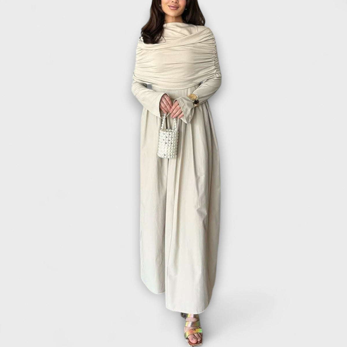Relaxed Pleated Dress with Soft Movement