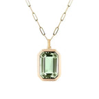 Pale Green Rectangular Step-Cut Pendant Necklace with Crisp Facets