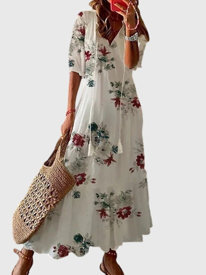 Boho V-Neck Summer Dress with Vintage Character