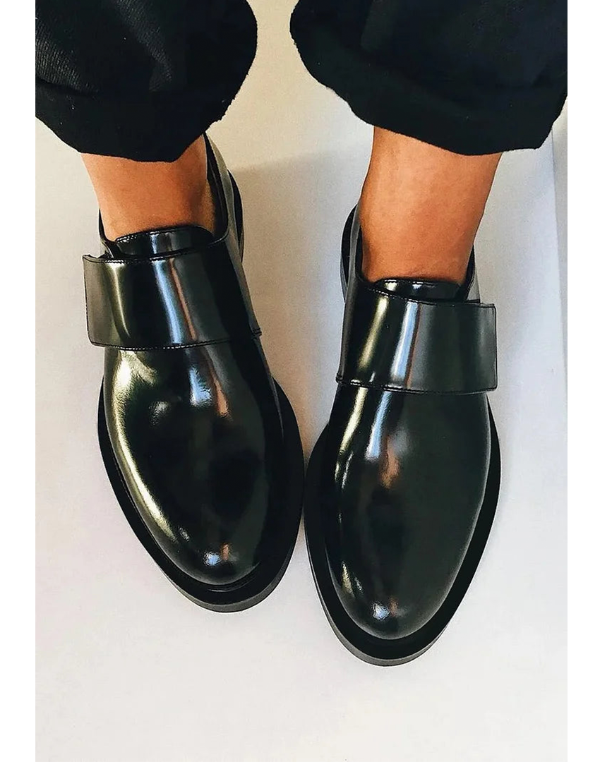 Strap Detail Loafers with Polished Finish