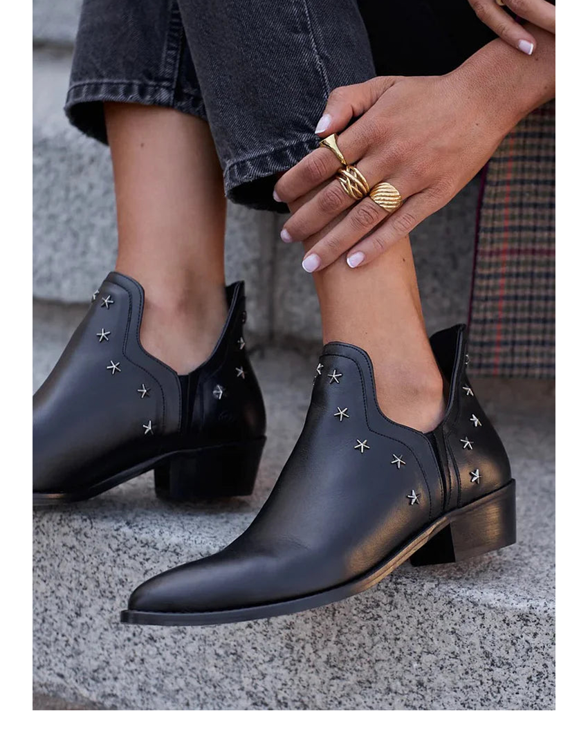 Ankle Boots with Star Detailing and Cushioned Footbed