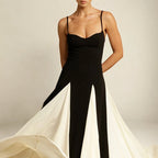 Strapless Maxi Dress with Contrast Stripe and Adjustable Straps
