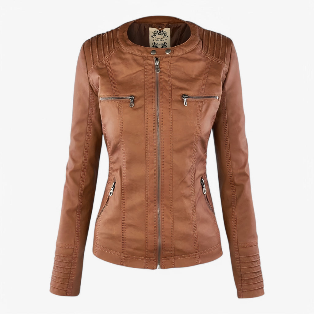 Slim Fit Biker Jacket with Soft Lining