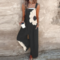 Printed Denim Overalls with Cropped Leg