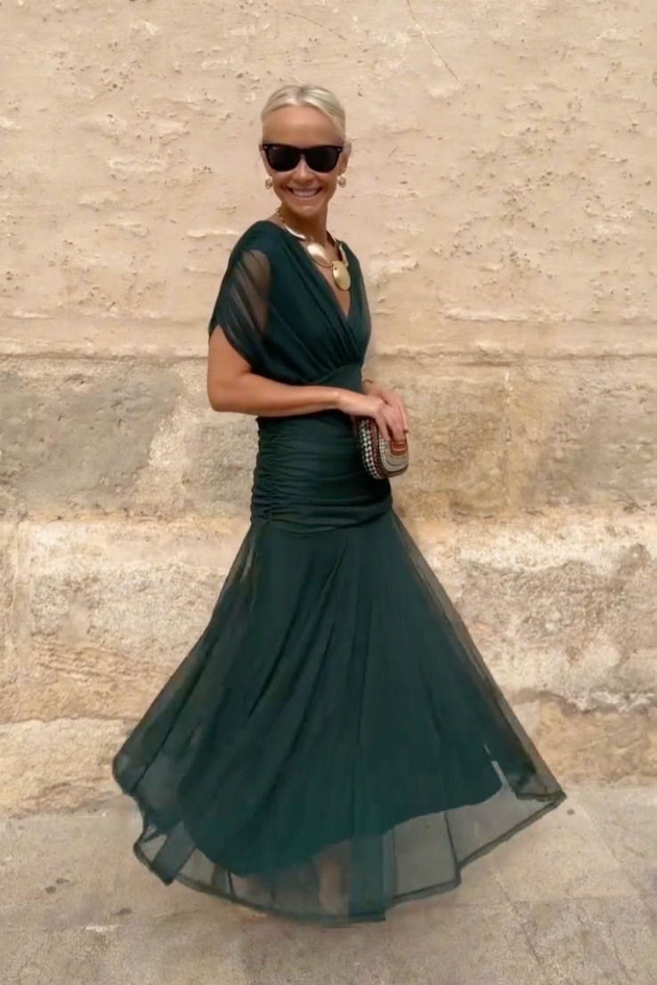 Floor Length Maxi Dress with Graceful Drape