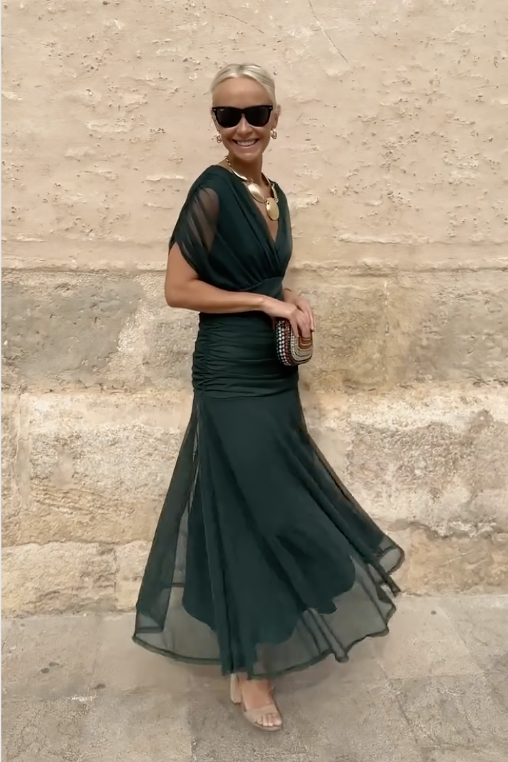 Floor Length Maxi Dress with Graceful Drape