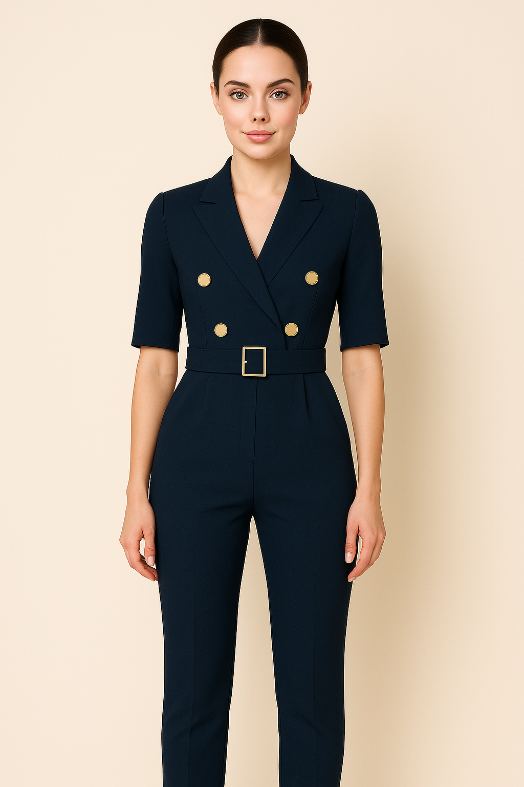 Tailored Belted Jumpsuit for Work or Evening Wear