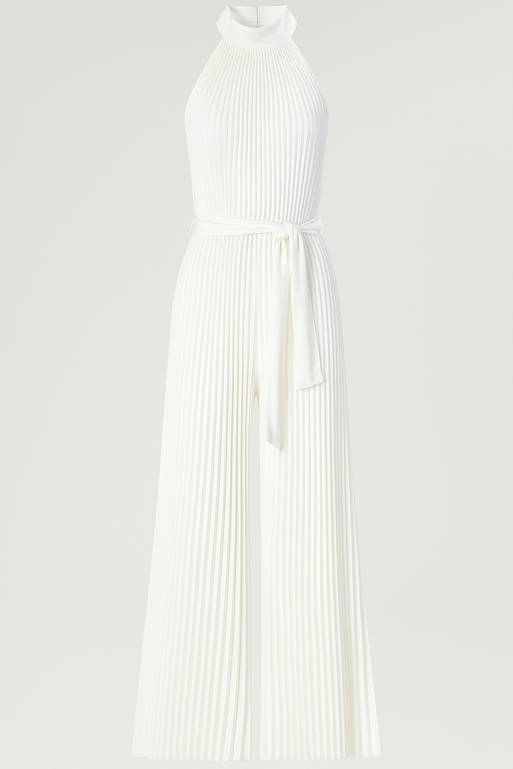 Veckad jumpsuit med halterneck och vida palazzoben