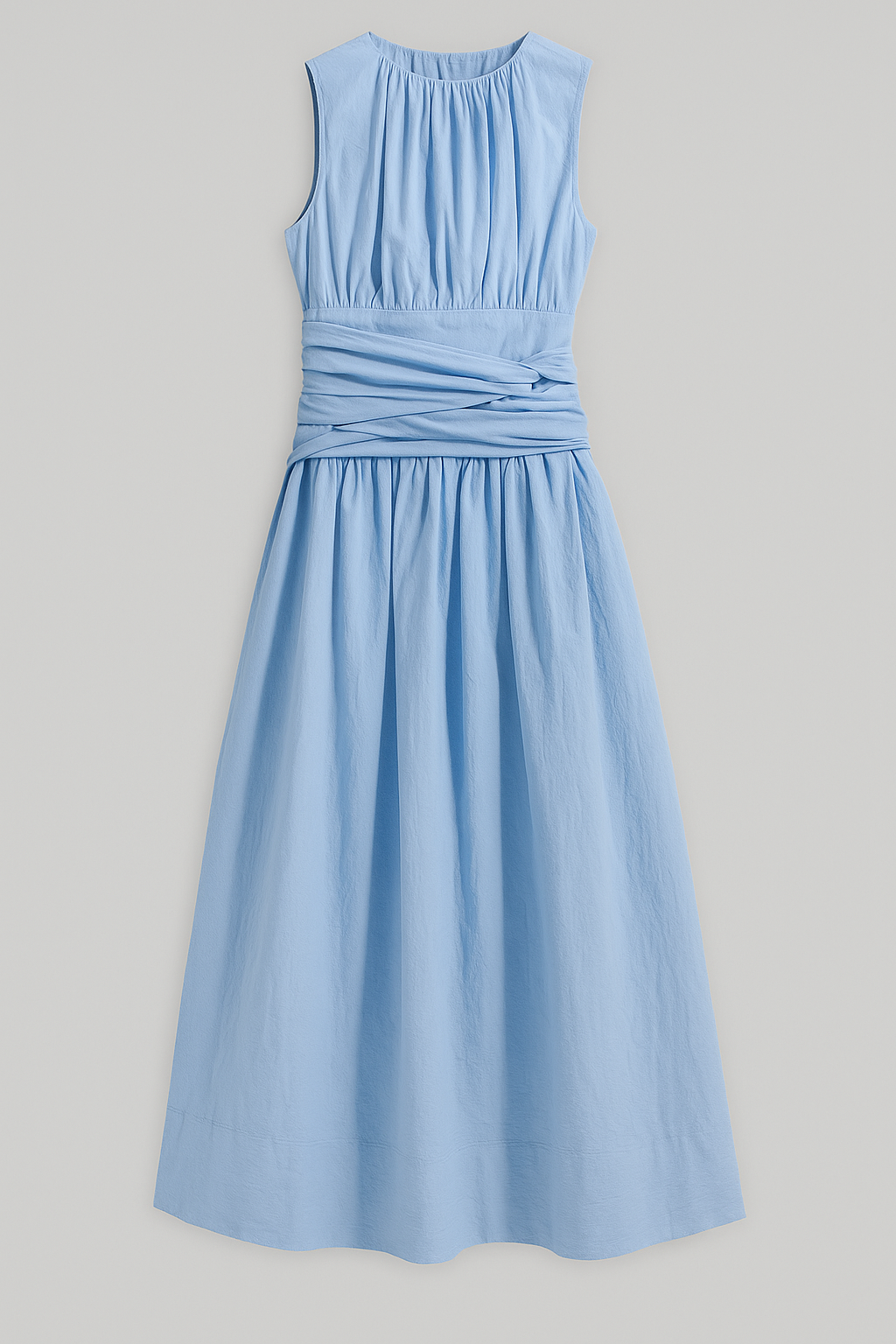 Vestido midi entallado con escote drapeado y abertura lateral