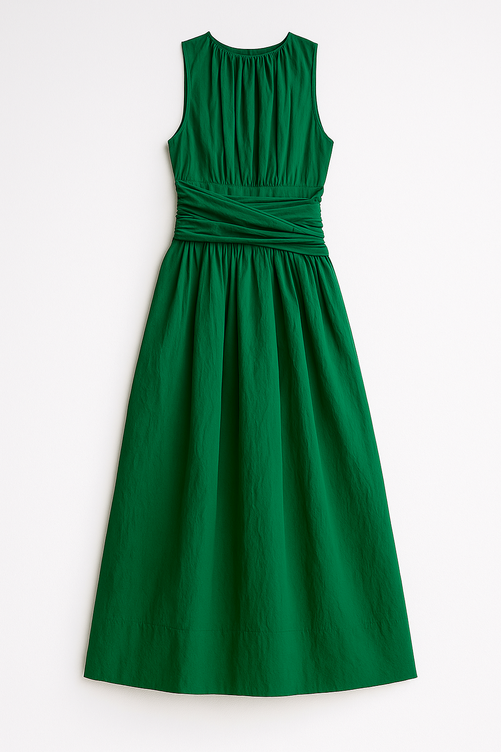 Vestido midi entallado con escote drapeado y abertura lateral