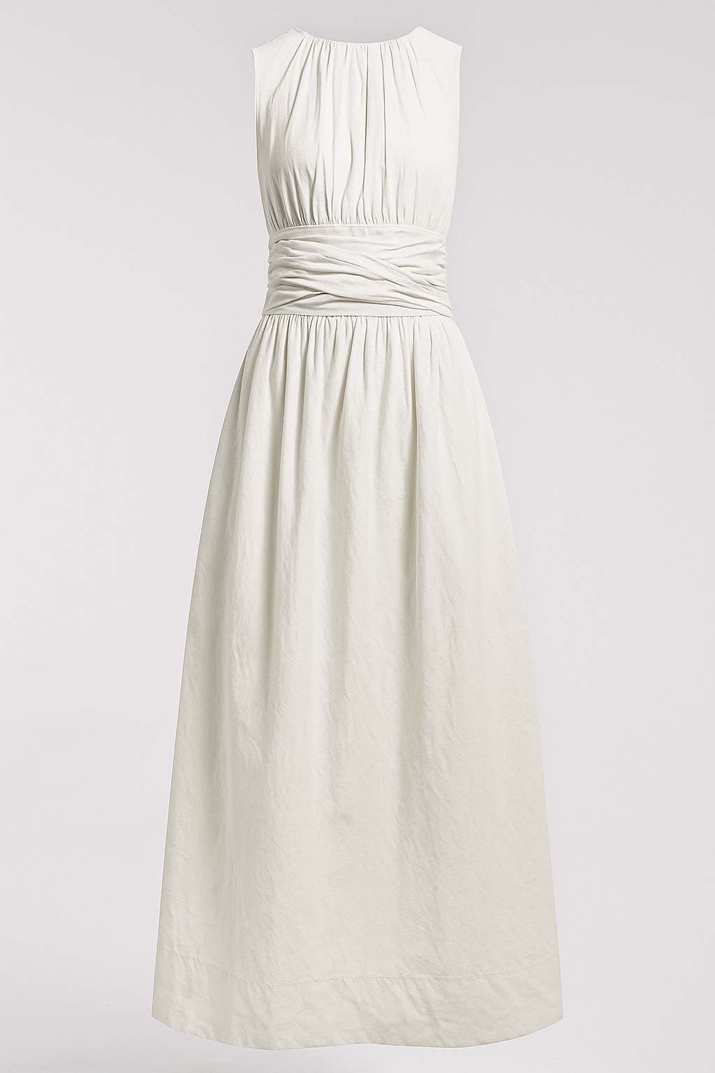 Vestido midi entallado con escote drapeado y abertura lateral
