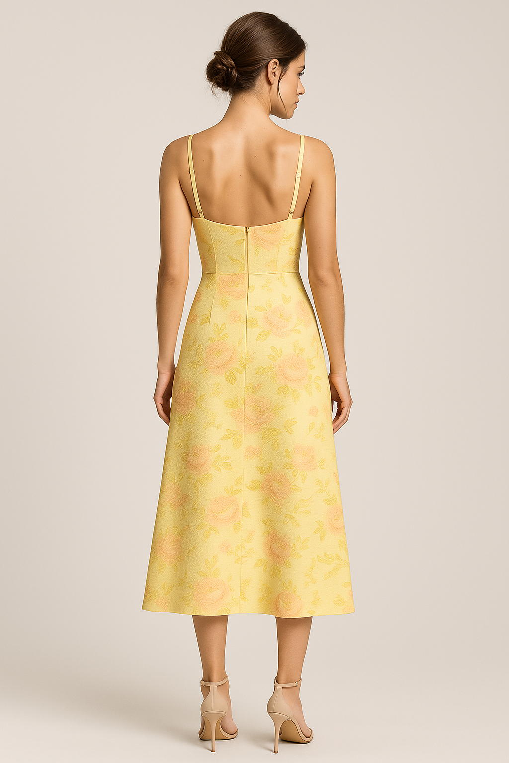 Floral print maxi dress with sweetheart neckline