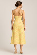 Floral print maxi dress with sweetheart neckline