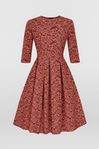 Floral Print Midi Dress with 3/4 Sleeves and Side Pockets