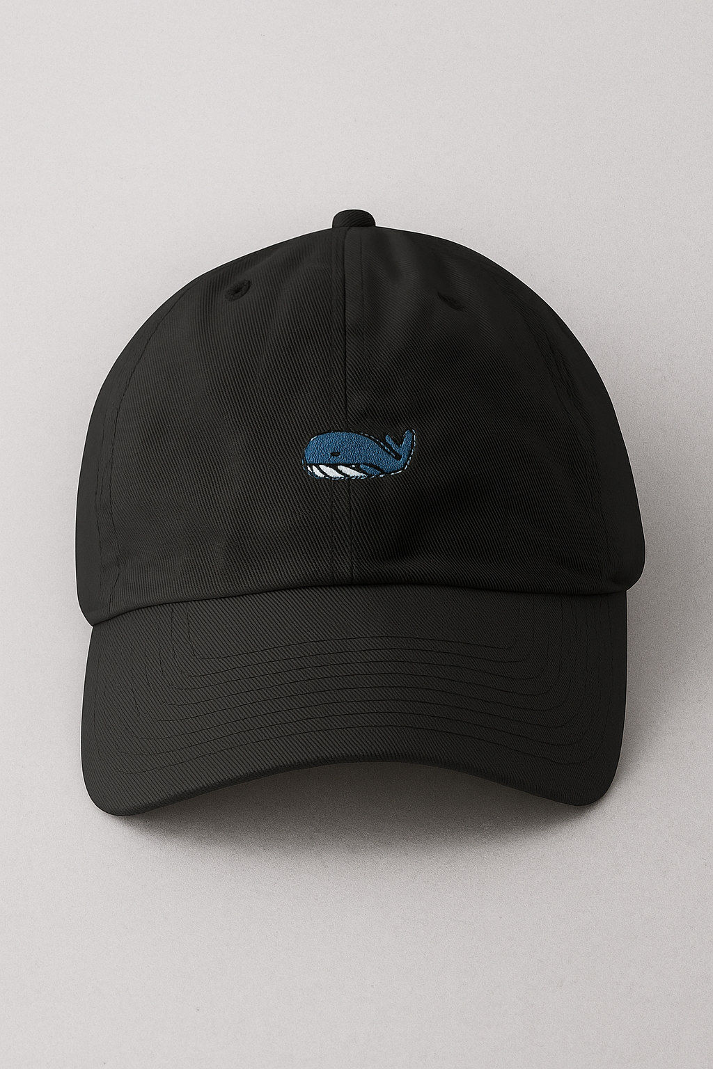 Gorra de algodón de 6 paneles con detalle de ballena bordada