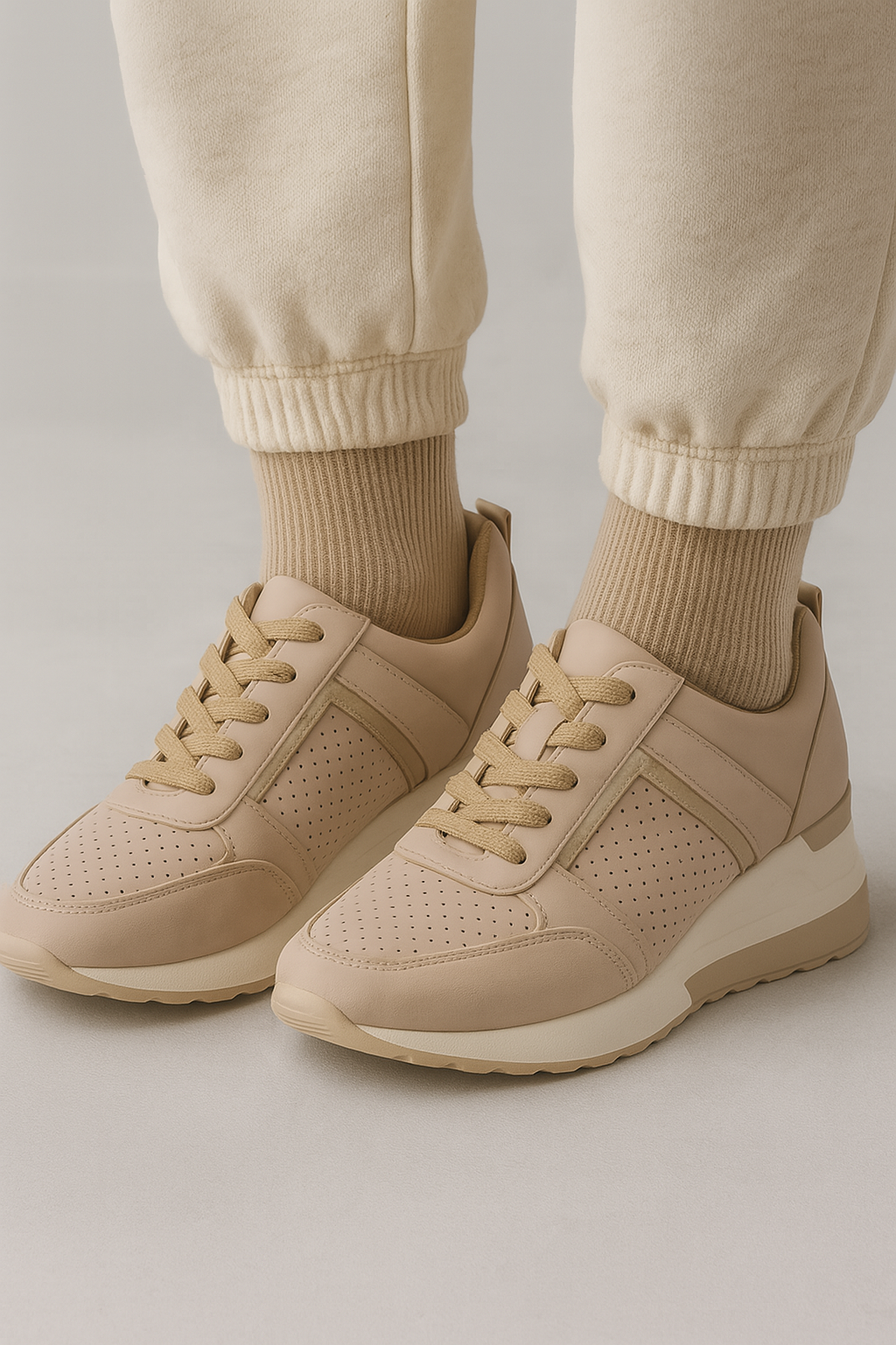 Kilklackssneakers för dam med metalliska detaljer och ovandel i mesh