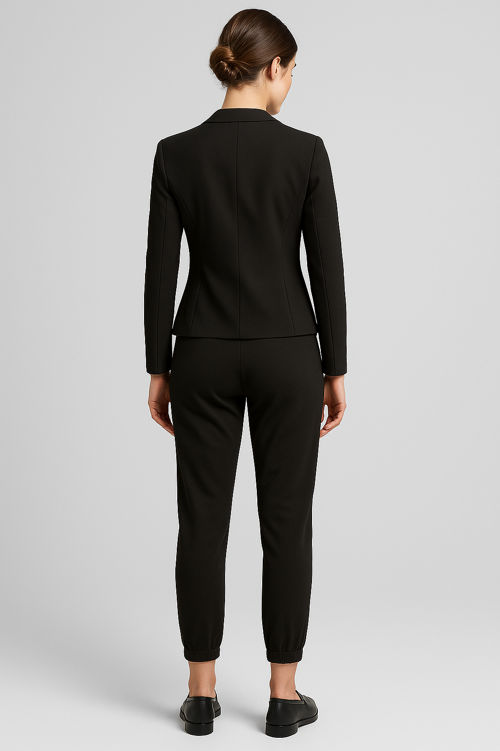 Skräddad blazer och joggingbyxor med dragsko, tvådelat set
