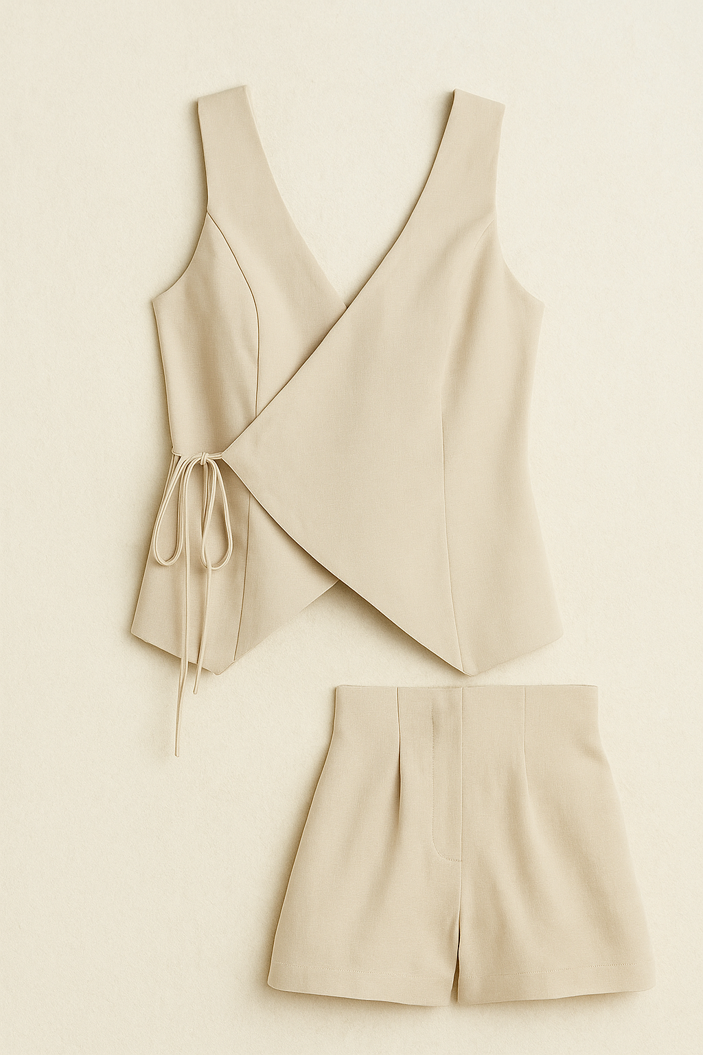 Sleeveless Wrap Jumpsuit with Tie Waist and Shorts