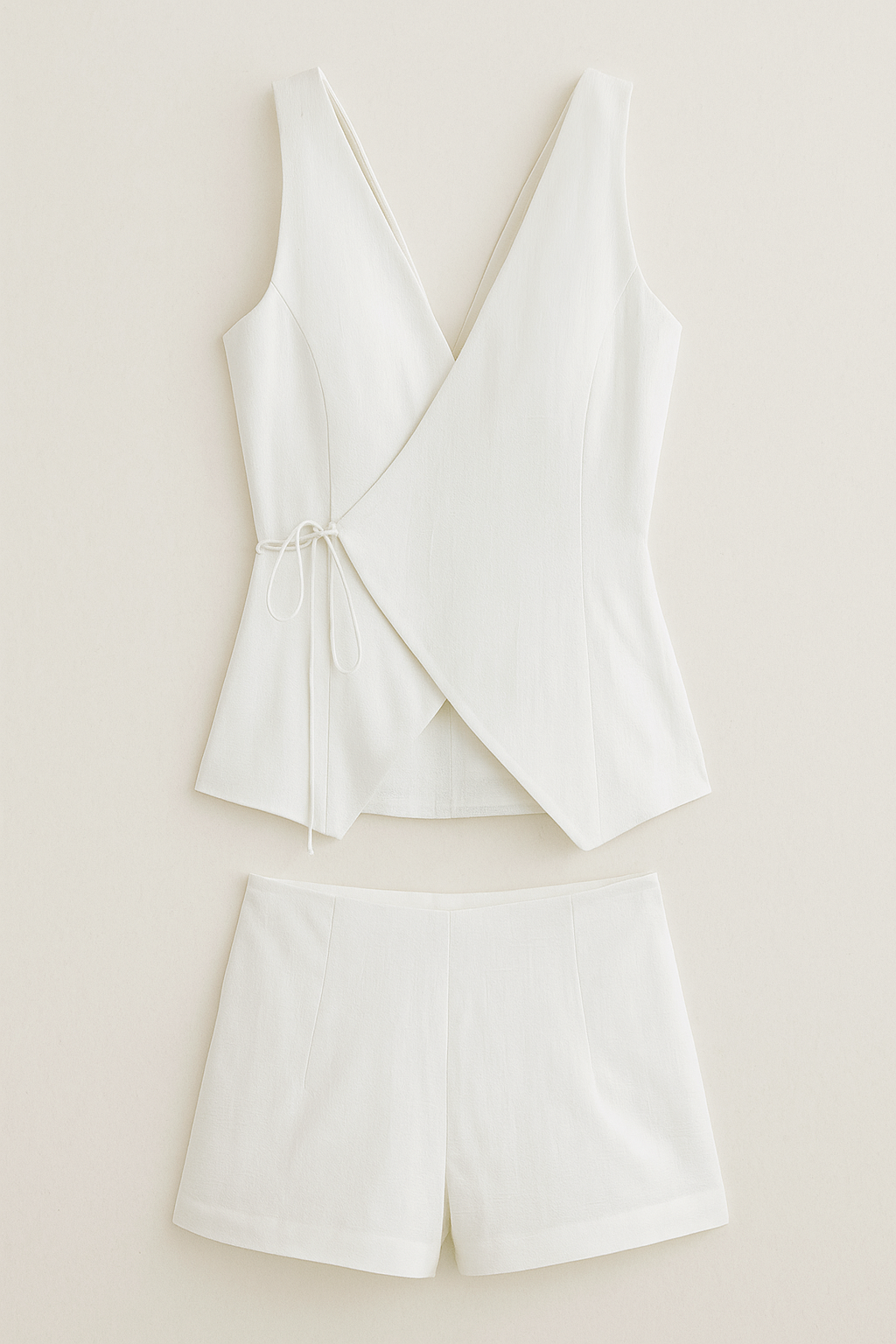 Sleeveless Wrap Jumpsuit with Tie Waist and Shorts
