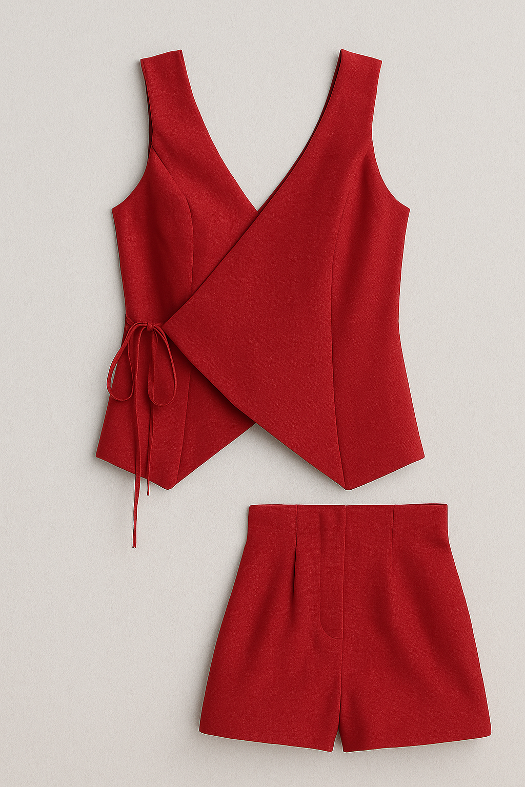 Sleeveless Wrap Jumpsuit with Tie Waist and Shorts
