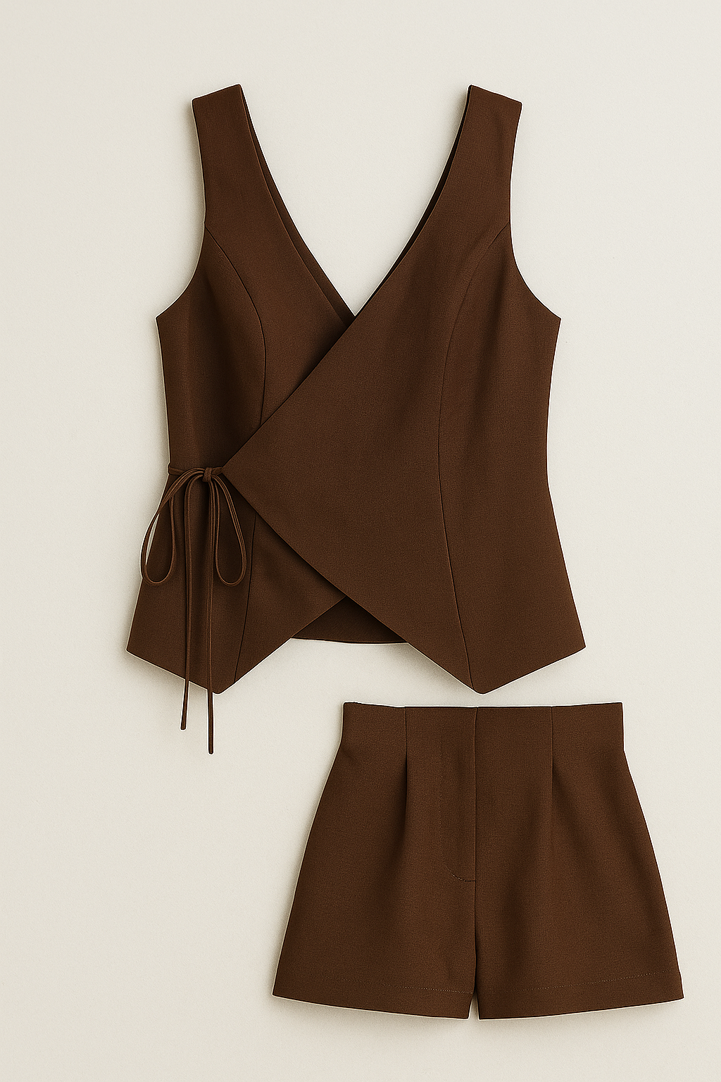 Sleeveless Wrap Jumpsuit with Tie Waist and Shorts
