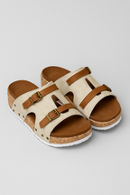 Sandalias de cuña con tiras de hebilla ajustables y suela efecto corcho